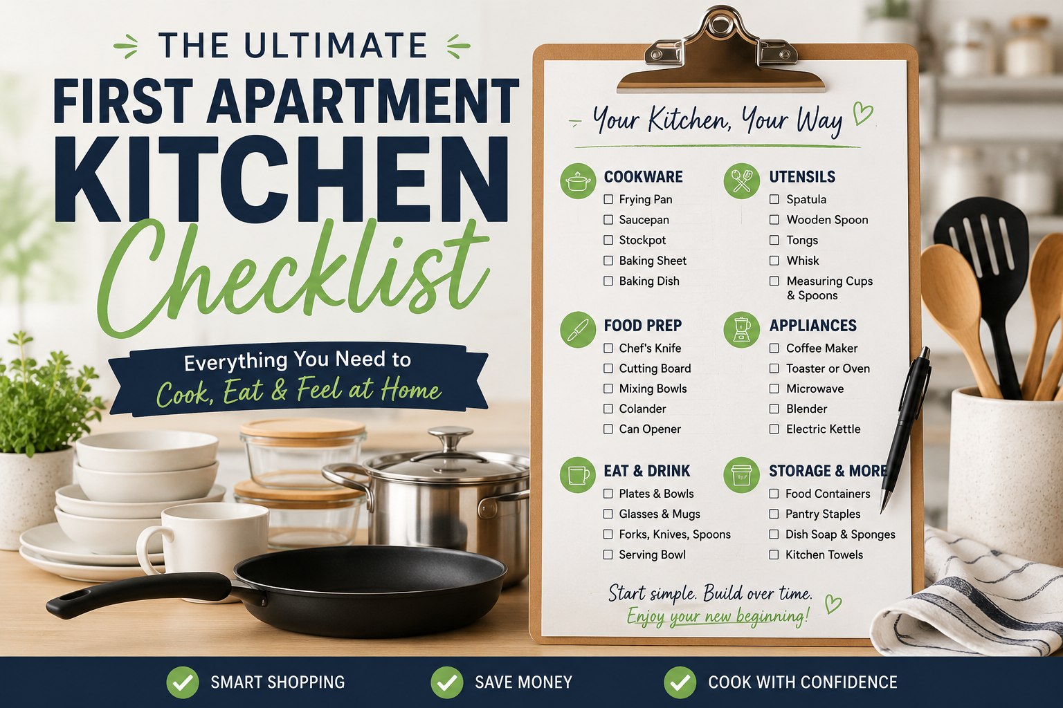 The Ultimate First Apartment Kitchen Checklist