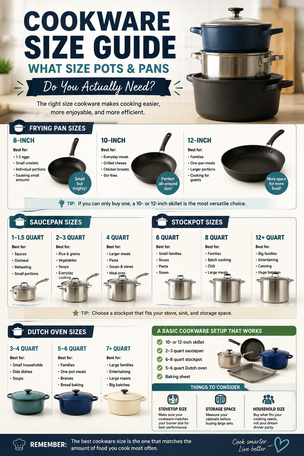 Cookware Size Guide: What Size Pots & Pans Do You Actually Need?