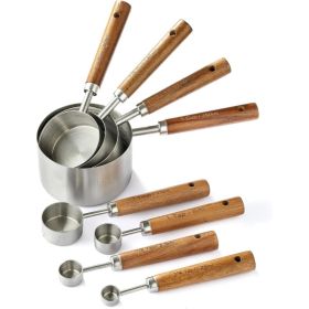 8 Pack Stainless Steel Measuring Cups And Spoons Set, Durable Metal Kitchen Measuring Tools For Cooking, Baking & Food Preparation