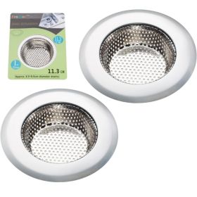 Fengbao 2-Piece Stainless Steel Kitchen Sink Strainer 4.5 Large Wide Rim Drain Catcher