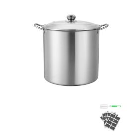 21 QT Canning Pot with Rack and Lid, Stainless Steel Waterbath Canner with Dual Handle and Glass Lid, Compatible with All Cooktops: Induction, Gas, El