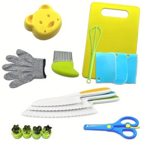 Complete Youngsters Cooking Set - Real Cooking Tools, Safety Knives, and Playful Accessories for Youngsters Aged 4-8, Including Spatula, Ladle, Whisk,