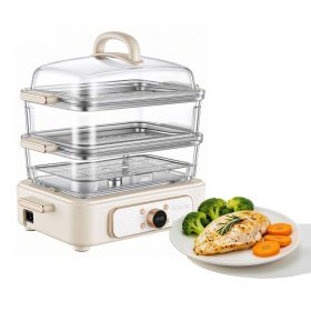Electric Food Steamer 10.6 QT Glass with 3-Tier Stainless Steel Trays, 1200W Vegetable Steamer for Cooking, 2-4 Servings, Pre-Programmed Settings, Del