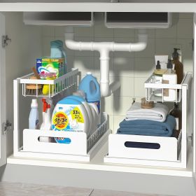 1/2pcs kitchen rack for sink organization and storage, under sink organization, sliding pull-out cabinet organization rack, metal sliding drawer, for