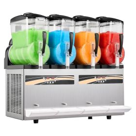 Slushie Machine, 12L/3.17Gal x 4 Tank Commercial Slushy Maker, Frozen Drink Maker with Self-Cleaning, Margarita Machine for Restaurants Bars Party for