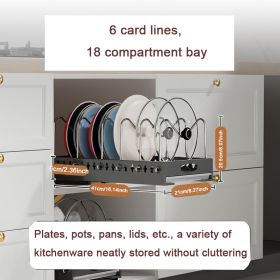 Pull-out pots and pans lid plate draining rack, cabinet built-in draining rack