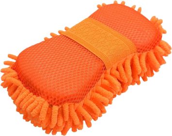 Microfiber Car Wash Sponge, Scratch-Free Vehicle Washing Mitt with Chenille & Mesh Sides, Highly Absorbent Sponge Lint-Free Cleaning Tool for Car Wash