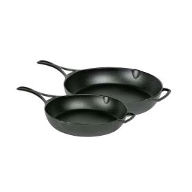 Black 2 Piece Lightweight Cast Iron Skillet Set - Made in USA