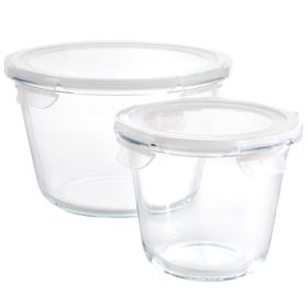 Gibson Home House Specials 4 Piece Borosilicate Glass Round Storage Container Set with Snap Lids