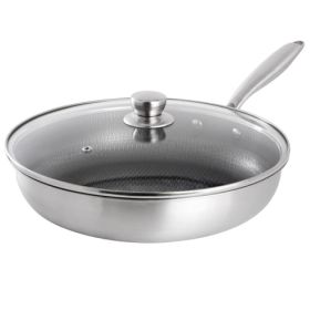 Gibson Home Elsenborn 12in Embossed Interior Stainless Steel Frying Pan with Lid