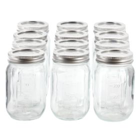 Gibson Home Market Preserves 12 Piece 16 Ounce Glass Canning jars with Lids and Bands