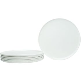White Six Piece Round Coupe Porcelain Service For Six Dinner Plate Set