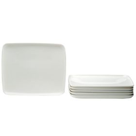 White Six Piece Rectangle Porcelain Service For Six Dinner Plate Set