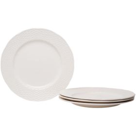 White Four Piece Weave Stoneware Service For Four Dinner Plate Set