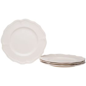 White Four Piece Scallop Stoneware Service For Four Dinner Plate Set