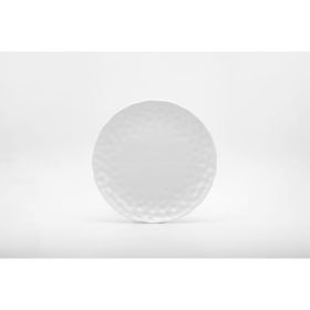 White Six Piece Round Pebbled Porcelain Service For Six Salad Plate Set