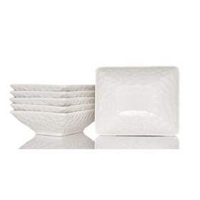 White Six Piece Pebbled Porcelain Service For Six Bowl Set