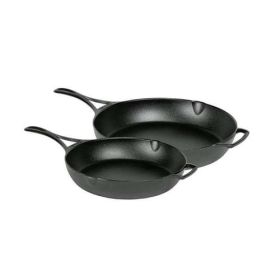 Black 2 Piece Lightweight Cast Iron Skillet Set - Made in USA - BLSKIRO43564