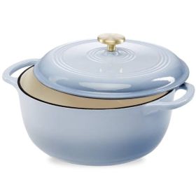 6 Quart Large Baby Blue Enamel Cast-Iron Dutch Oven Kitchen Cookware - BYBOS32514