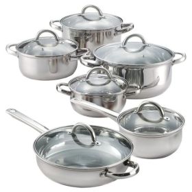 12 Piece Cool Touch Stainless Steel Cookware Set - CJDJ1244