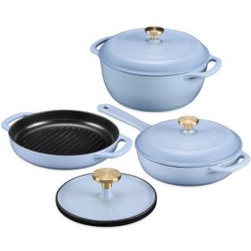 6-Piece Baby Blue Cast Iron Cookware Set - CRFLB51942