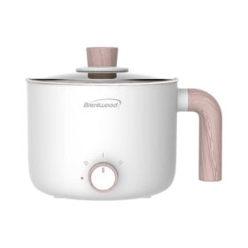 Brentwood 1.5Liter Multi-Function Electric Hot Pot Cooker in White with Ceramic Non-Stick Coating