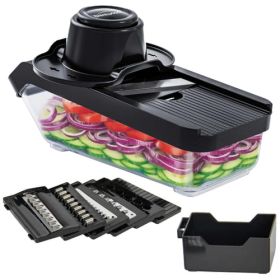 Brentwood 3.6 Cup Mandolin Slicer and Cheese Grater in Black with 6 Interchangeable Blades