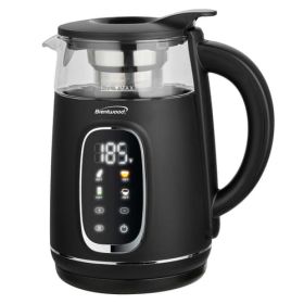 Brentwood 1.7L 1100W BPA Free 360 Cordless Digital Glass Electric Kettle in Black with Tea Infuser