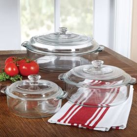 6-Piece Round Glass Casserole Cookware Bakeware Set with Lids - LRGCS519815