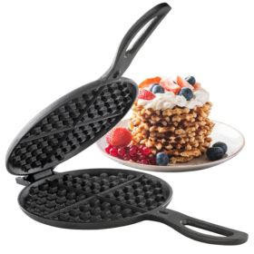 Megachef 6.7 Inch Round Cast Iron Pie Iron Outdoor/Camping Cookware with Long Handle