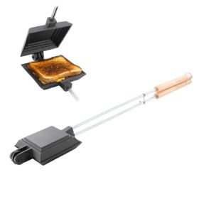 Megachef 4.3 Inch Cast Iron Pie Iron Outdoor/Camping Cookware with Long Handle
