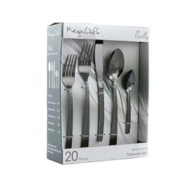 MegaChef Baily 20 Piece Flatware Utensil Set, Stainless Steel Silverware Metal Service for 4 in Black - MegaChef (5)