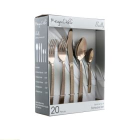 MegaChef Baily 20 Piece Flatware Utensil Set, Stainless Steel Silverware Metal Service for 4 in Rose Gold - MegaChef (2)