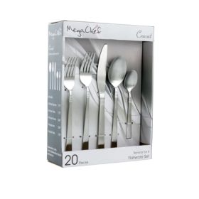 MegaChef Cravat 20 Piece Flatware Utensil Set, Stainless Steel Silverware Metal Service for 4 in Matte Silver - MegaChef (3)