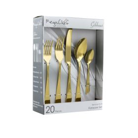 MegaChef Gibbous 20 Piece Flatware Utensil Set, Stainless Steel Silverware Metal Service for 4 in Gold - MegaChef (2)
