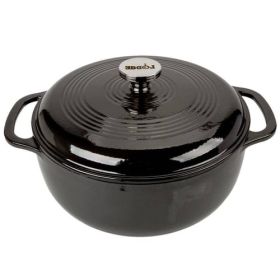 Round 6-Quart Black Enamel Cast Iron Dutch Oven with Lid - MSERCDL79418253