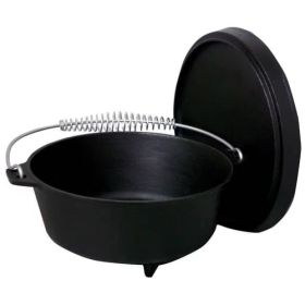 2-Gallon Seasoned Cast Iron Dutch Oven with Lid and Spiral Metal Handle - PSEQDO606317589