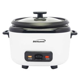 Brentwood 10-Cups Cooked Rice Cooker in White with Steam Tray