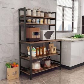 Industrial Modern Kitchen Bakers Rack Brown Woodgrain Sturdy Metal Frame - TFTKBRH1159362718