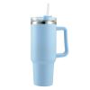30OZ Straw Coffee Insulation Cup With Handle Portable Car Stainless Steel Water Bottle LargeCapacity Travel BPA Free Thermal Mug - 1PC - 30oz Light