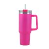 30OZ Straw Coffee Insulation Cup With Handle Portable Car Stainless Steel Water Bottle LargeCapacity Travel BPA Free Thermal Mug - 1PC - 30oz Rose