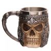 1pc Skull Knight Mug, Stainless Steel Viking Skull Mug, Creative Skeleton Beer Mug, Metal Skull Coffee Mug, Funny Gift, Home Kitchen Supplies -