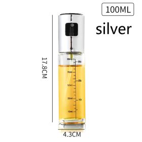 100ML Glass Bowl BBQ Olive Oil Spray Diffuser For Kitchen Dispenser Bottle Squirt Container Vinegar Soy Sauce Fuel Injection Pot - Silver