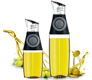 1pc Oil Dispenser Bottle, 17oz Olive Oil Dispenser Oil Sprayer, Clear Glass Refillable Oil And Vinegar Dispenser Bottle With Measuring Scale Pump