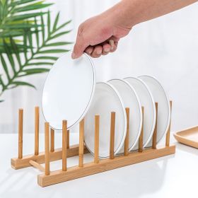 1pc Bamboo Dish Plate Bowl Drainer Storage, Cup Book Pot Lid Cutting Board Drying Rack, Stand Drainer Storage Holder Organizer Kitchen Cabinet,