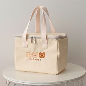 1pc Cartoon Cute Tote Bag, Insulated Lunch Bag, Lunch Box Bag - Bear Toast