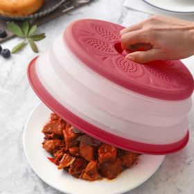 1pc Kitchen Foldable Microwave Food Cover, Fresh-Keeping Reusable Proof Clear Refrigerator Preservation Lid - Rose Red