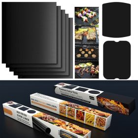 5pcs Non-stick BBQ Grill Mat Baking Mat BBQ Tools Cooking Grilling Sheet Heat Resistance Easily Cleaned Kitchen Tools, 15.75*12.99inch - Black -
