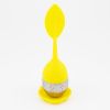 1pc/7pcs Tea Infuser Silicone Handle Stainless Steel Strainer Drip Tray Included - Loose Tea Steeper - 1 Pack Yellow