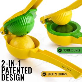 Metal 2-In-1 Lemon Lime Squeezer - Hand Juicer Lemon Squeezer - Yellow and green